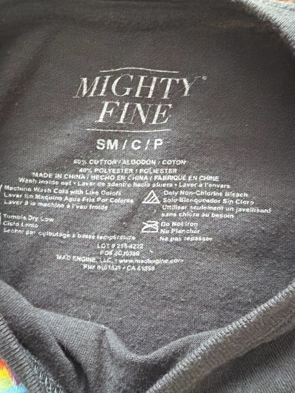Mighty Fine Black Tee with Rainbow Heart Multi-Kitten Graphic - Picture 2 of 3